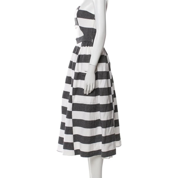 RARE Mara Hoffman Striped Gray and White Cutout Midi Dress NWT - Picture 5 of 15